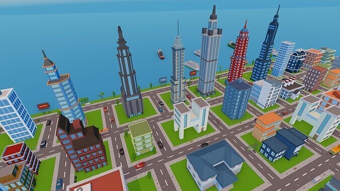 City - Low Poly Asset Pack by Ake Low-poly 3D model 4
