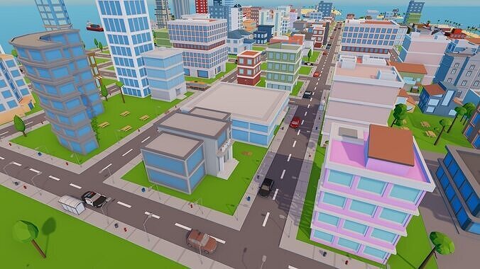 City - Low Poly Asset Pack by Ake Low-poly 3D model 7