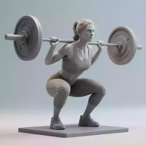 Female Barbell Squat  Mid Motion Gym Pose
