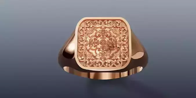 Signet ring with pattern 3D print model