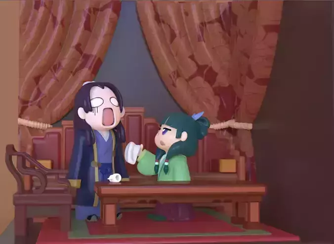 THE APOTHECARY DIARIES-MAOMAO AND JINSHI CHIBI DIORAMA 3D print model