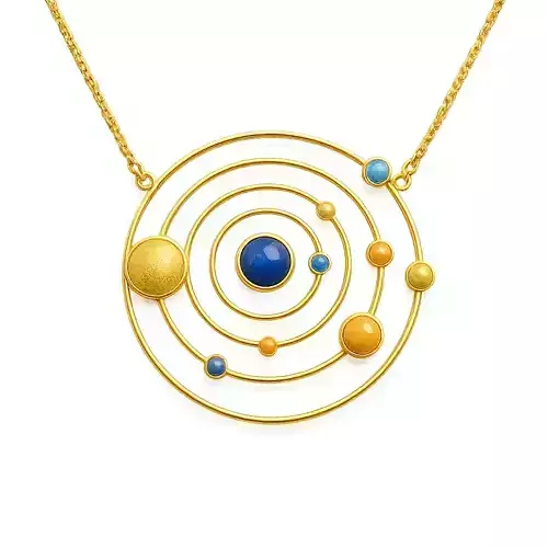 Minimalist Solar System Gold Necklace 3D print model