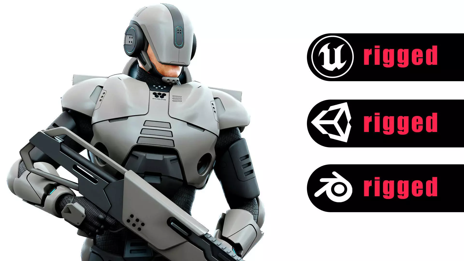 CYBORG SOL-60 Rigged for Unreal Engine - Unity - MIXAMO 3D model