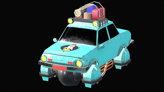 Flying  low poly car  3D model