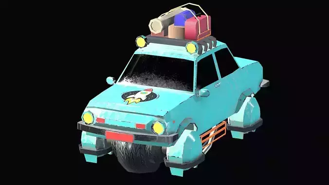 Flying  low poly car 