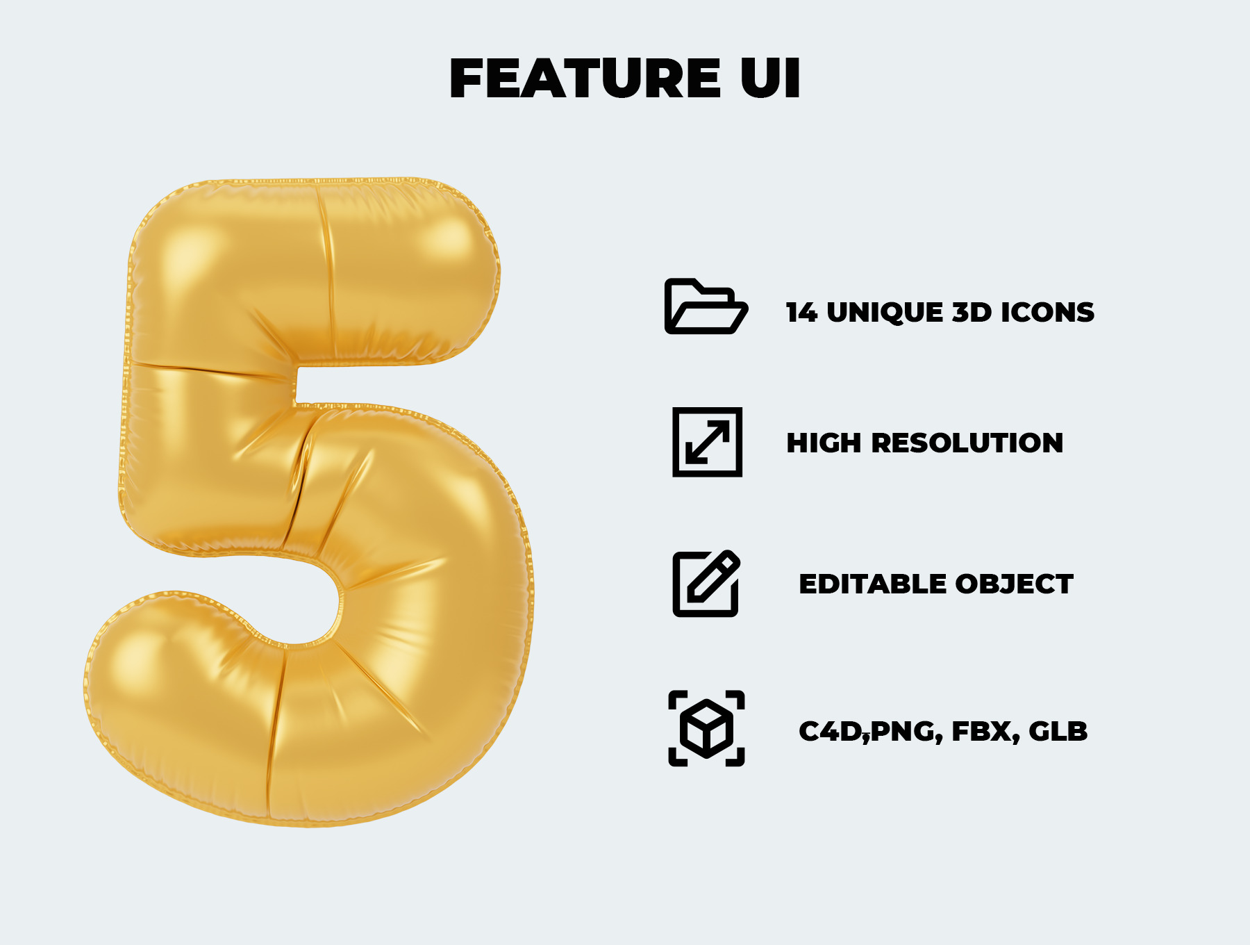 Balloon Numbers 3D Icon Pack  Low-poly 3D model_1
