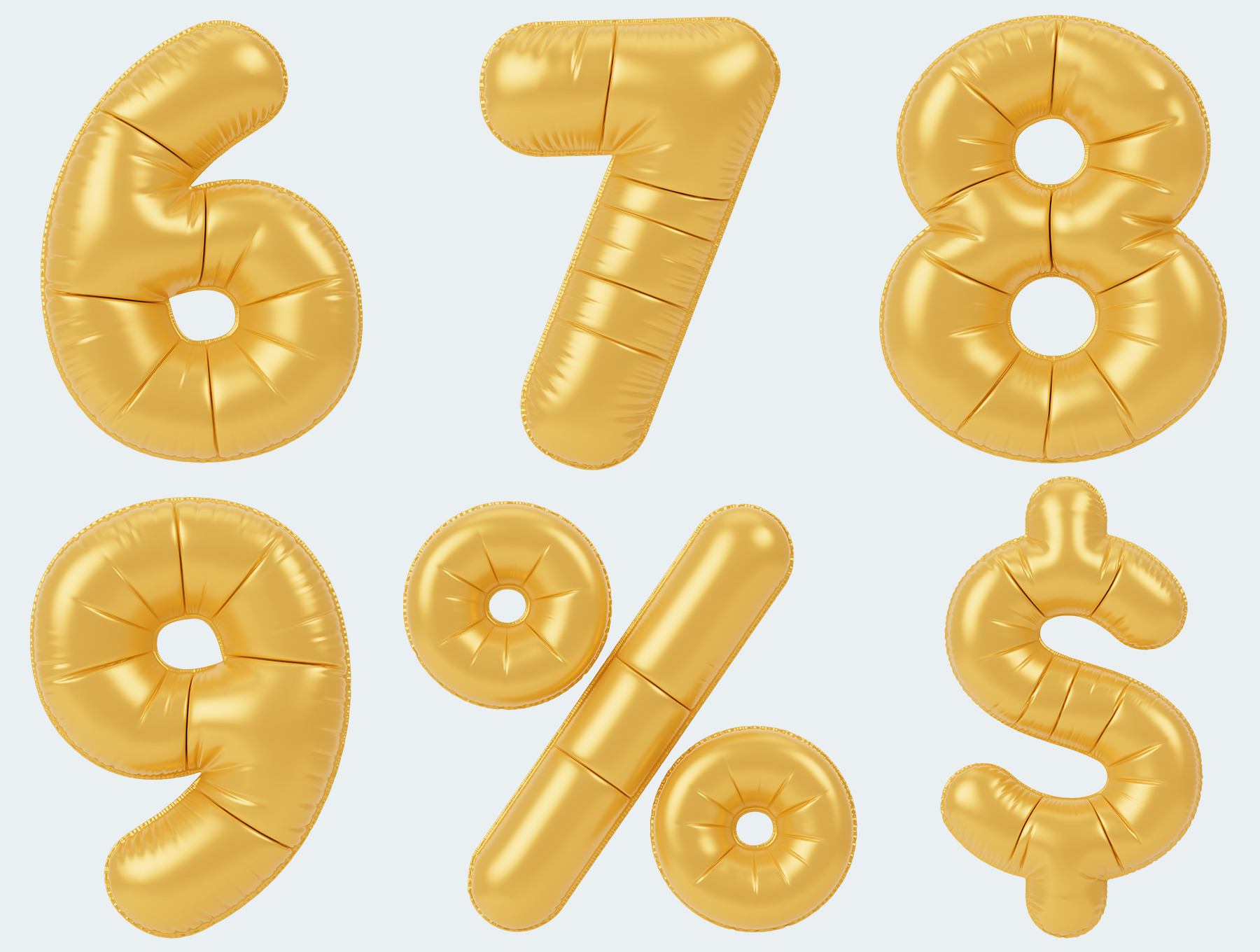 Balloon Numbers 3D Icon Pack  Low-poly 3D model_4