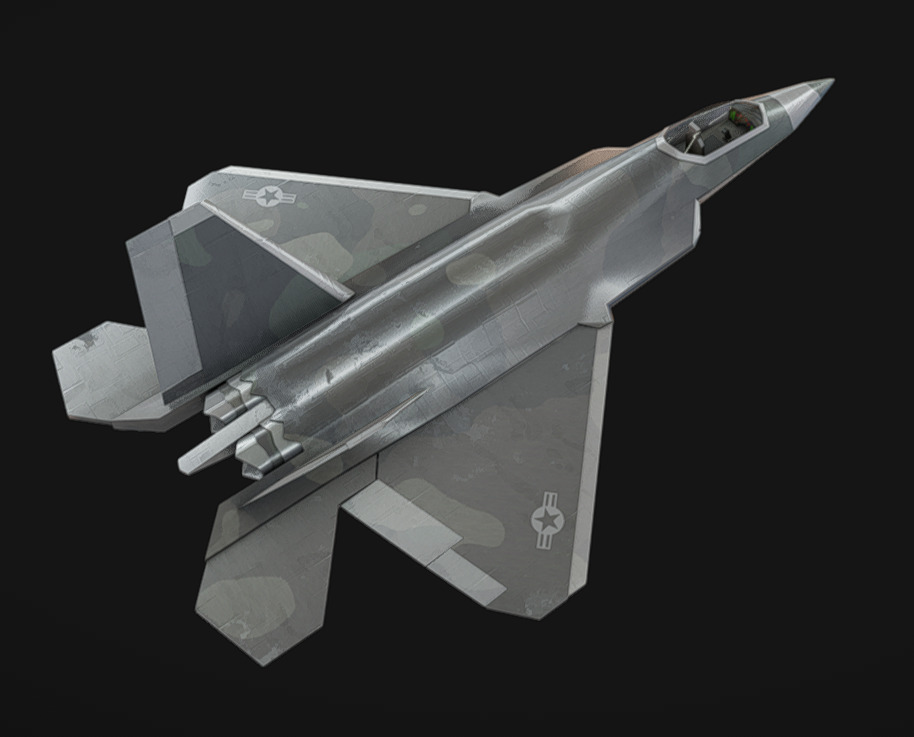 F-22 Jet Low-poly 3D model_2