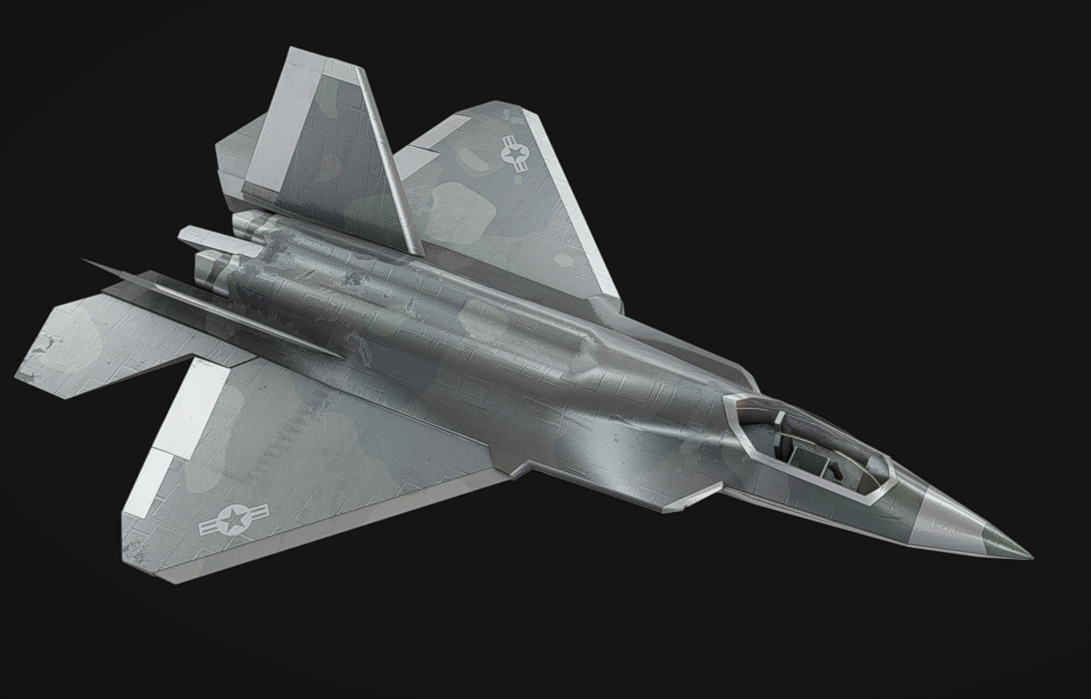 F-22 Jet Low-poly 3D model_1