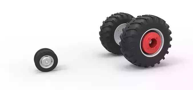 Wheel Set of Vintage Pulling tractor Scale 1 to 25