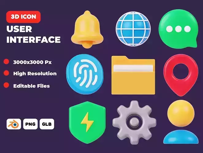  User Interface Essential 3D Icon Pack