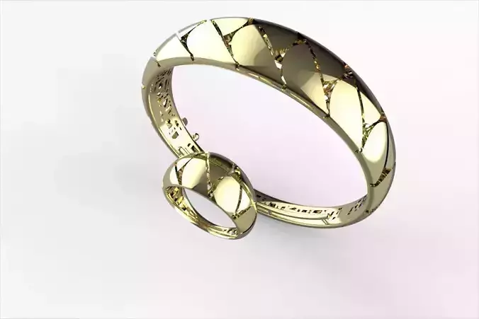 Cuban Gold Ring and Bracelet light weight Set-0035