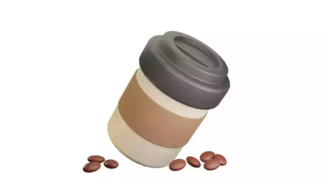 3D Coffee Cup and Bean Illustartor