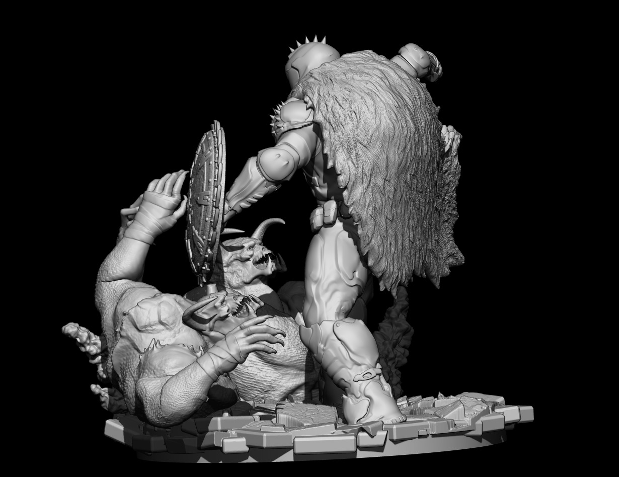 DOOM THE DARK AGES - DOOMSLAYER ICONIC POSE-DEMON BATTLE STATUE 3D print model_2