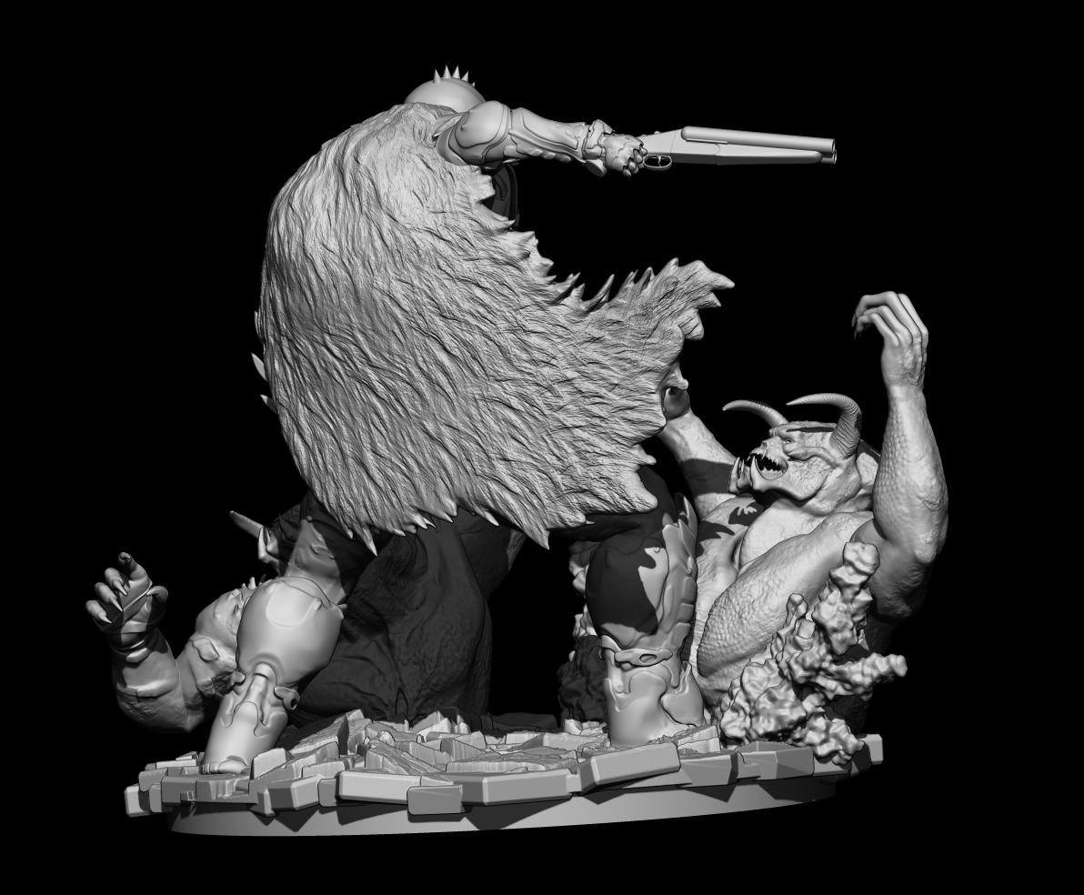 DOOM THE DARK AGES - DOOMSLAYER ICONIC POSE-DEMON BATTLE STATUE 3D print model_7