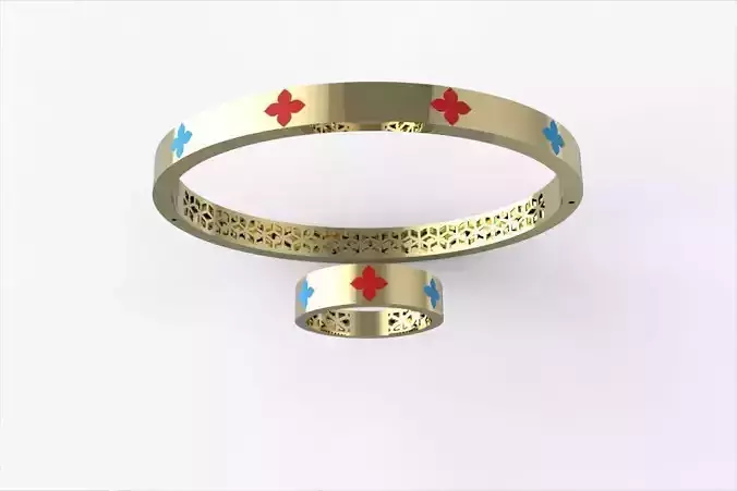  Roberto Ring and Bracelet with enamel SET-0031 3D print model