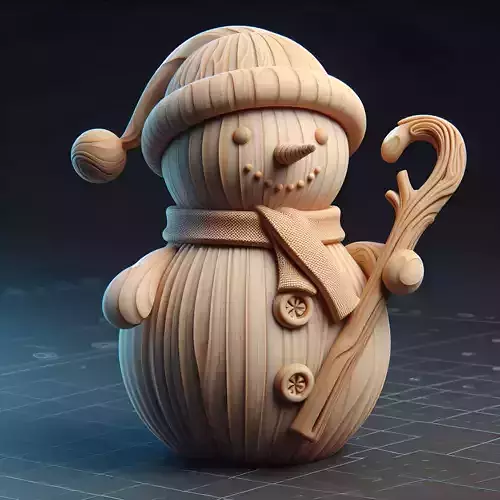Stylized Wooden Snowman 3D print model