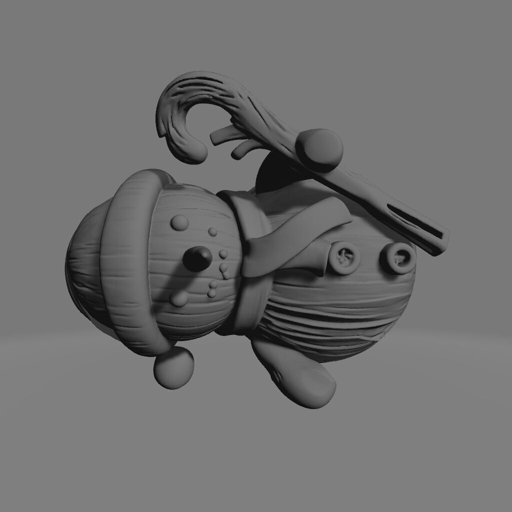 Stylized Wooden Snowman 3D print model_1