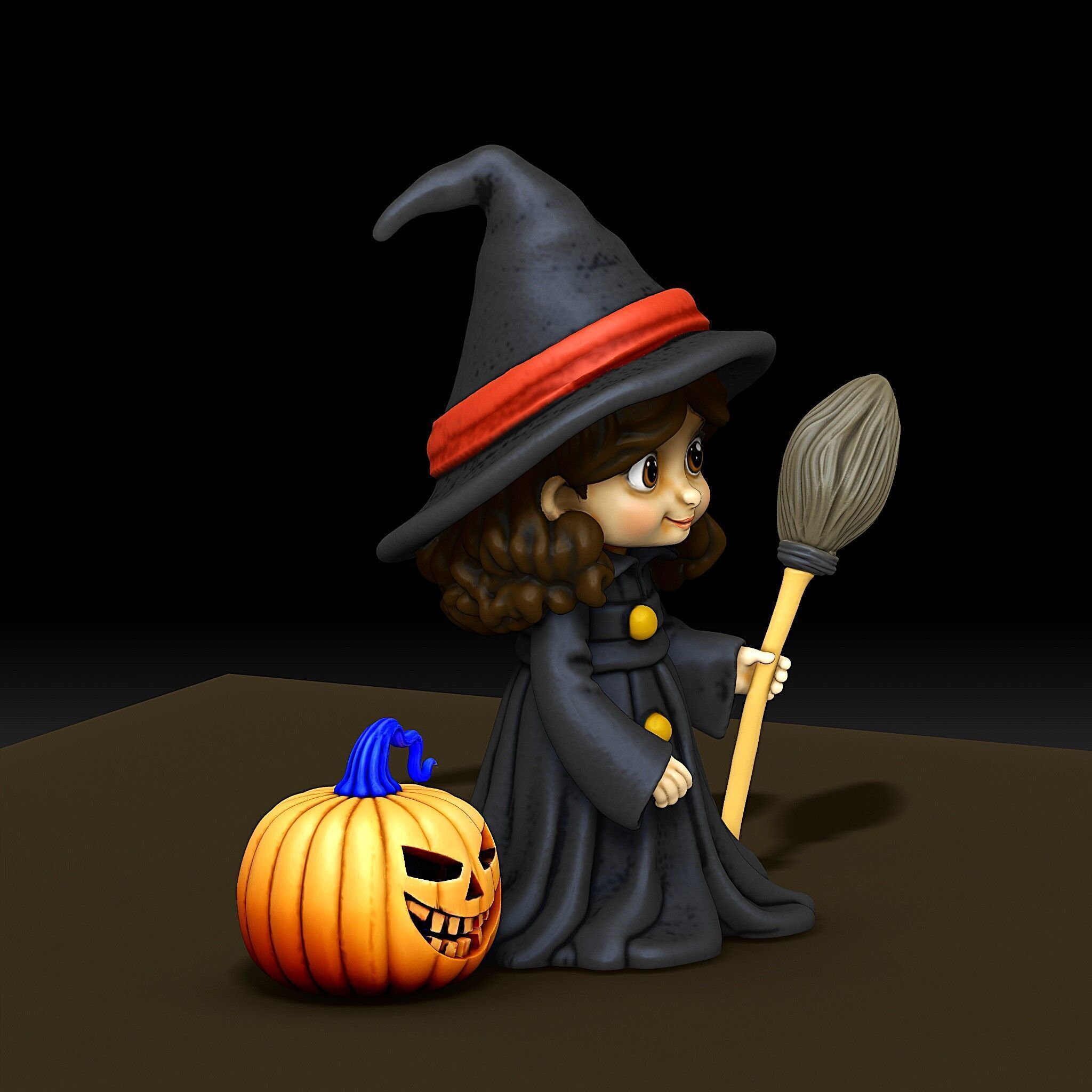Cute mini Witch collectible figurine 3D print model_3