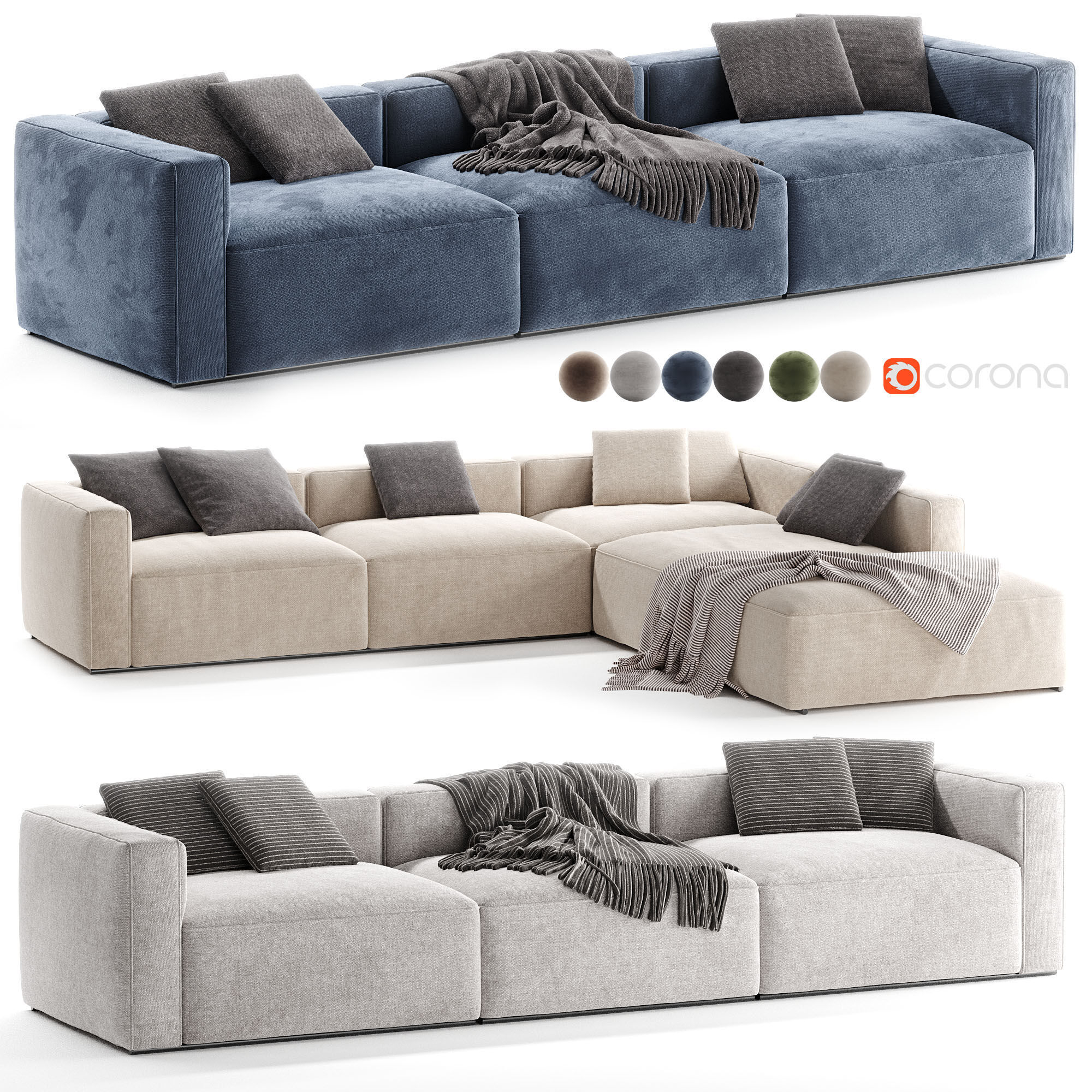 Poliform Shangai Modular Sofa 3D model_3