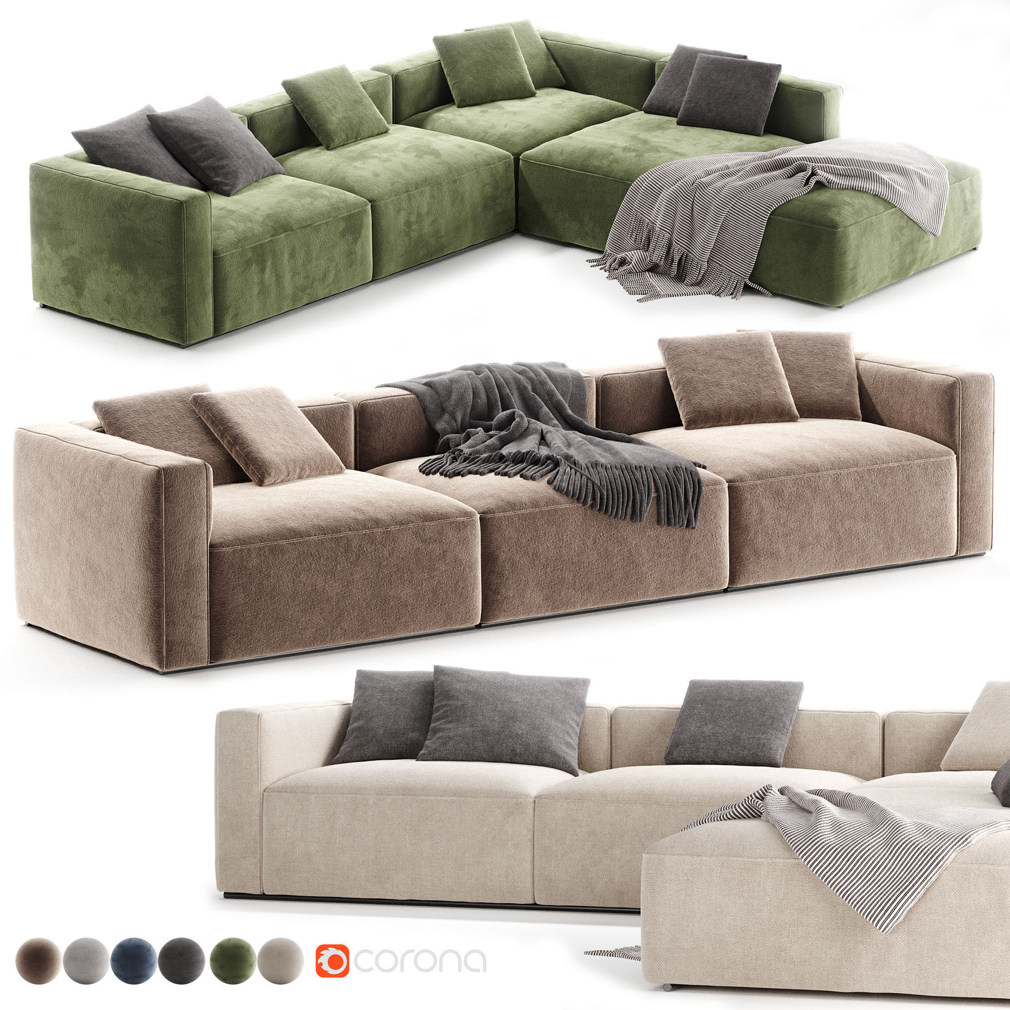 Poliform Shangai Modular Sofa 3D model_2