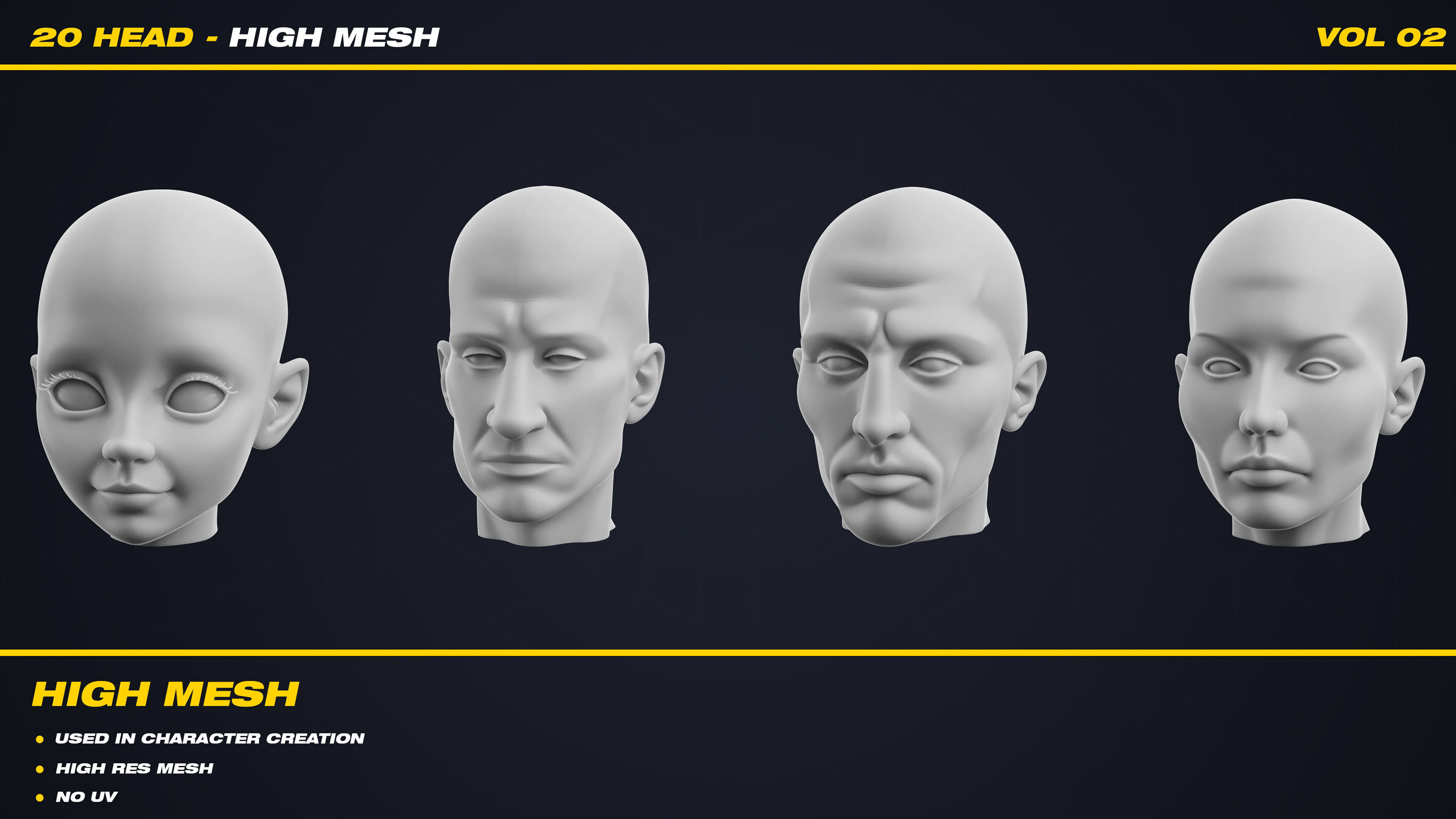 20 Head - High Mesh - Vol 02 3D model_11