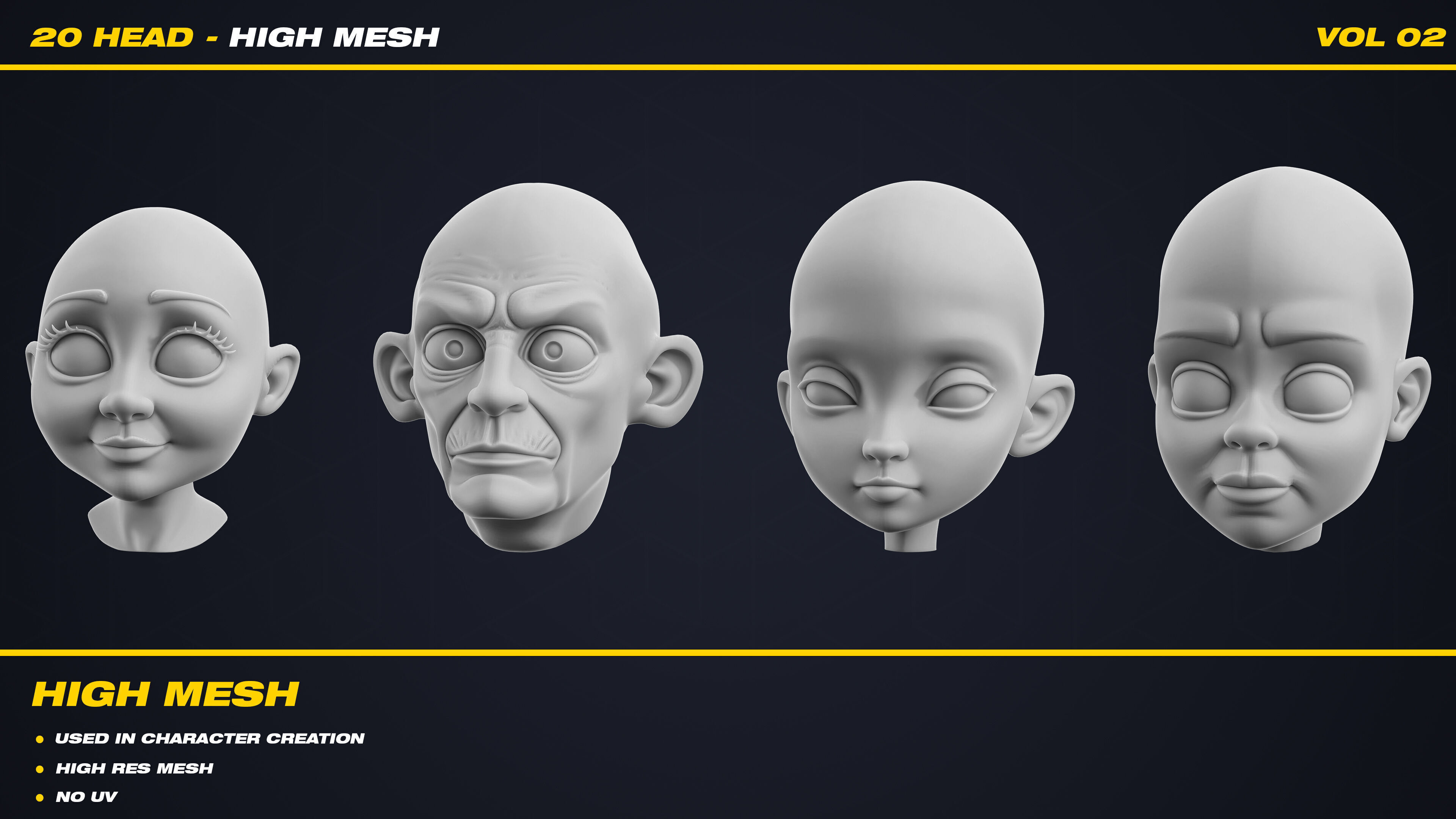 20 Head - High Mesh - Vol 02 3D model_1
