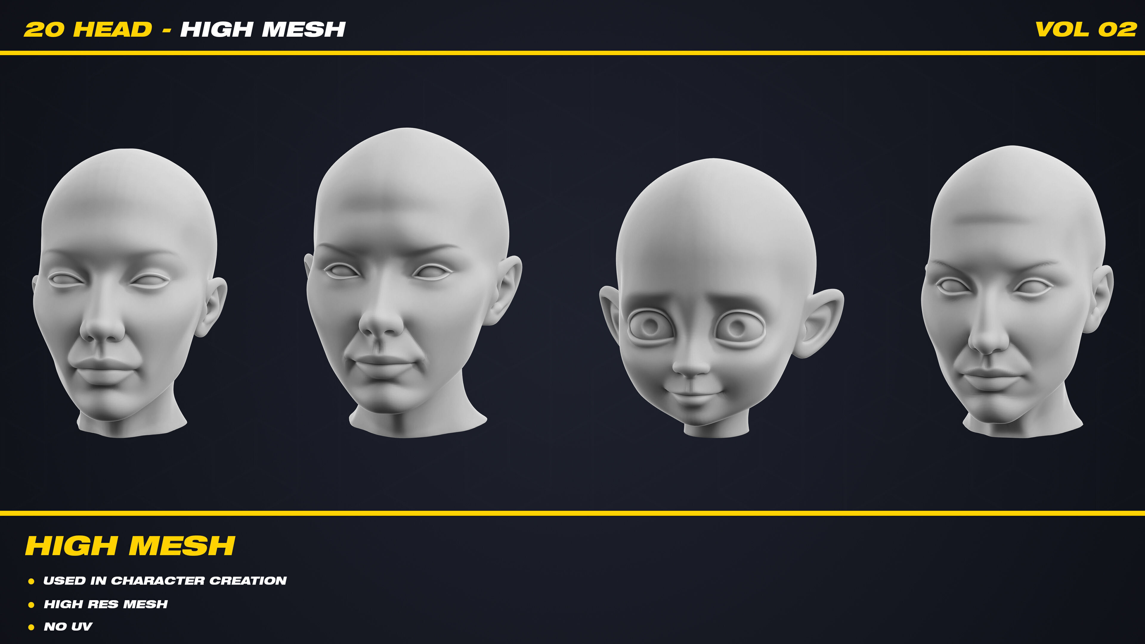 20 Head - High Mesh - Vol 02 3D model_10