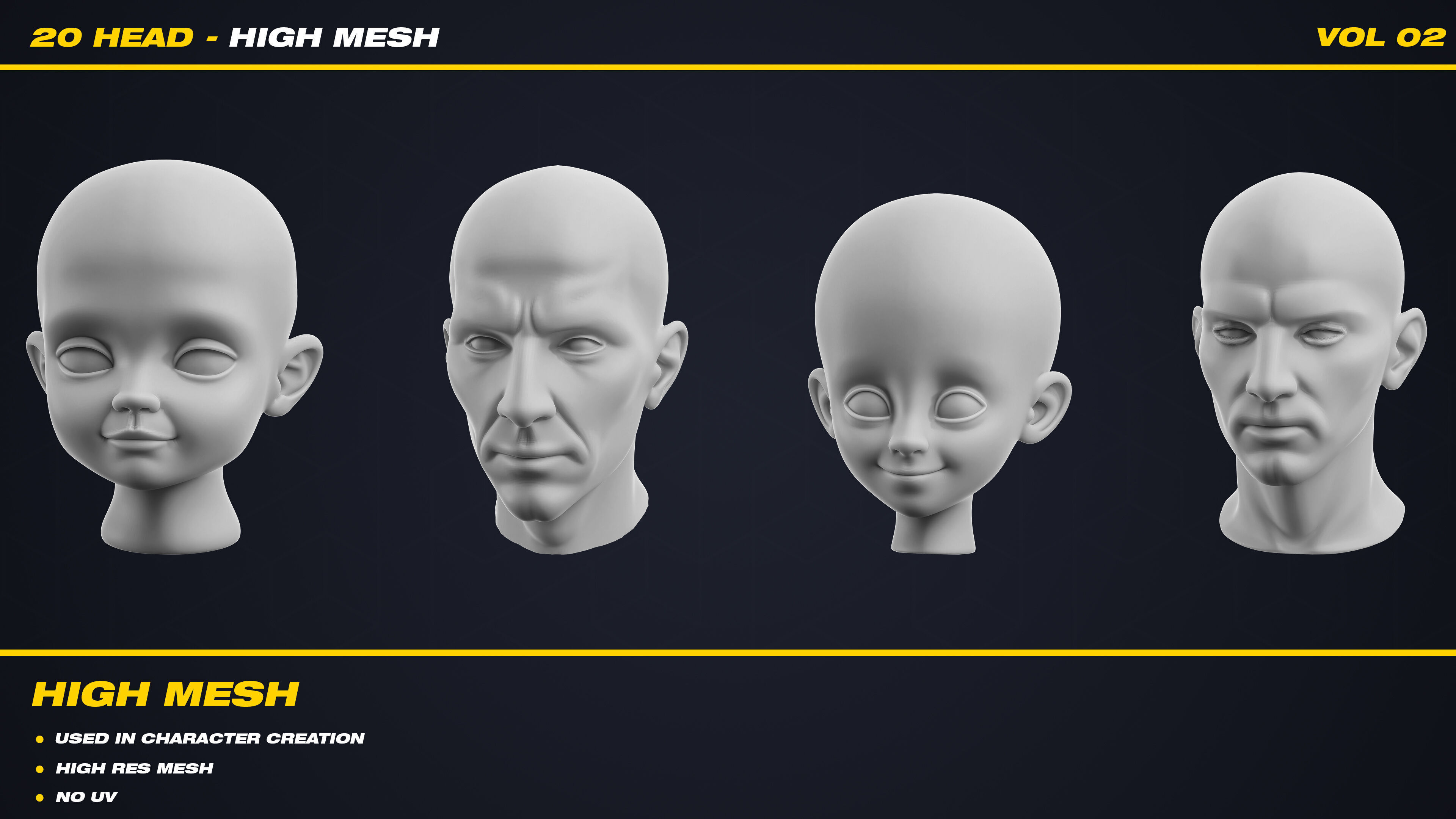 20 Head - High Mesh - Vol 02 3D model_3