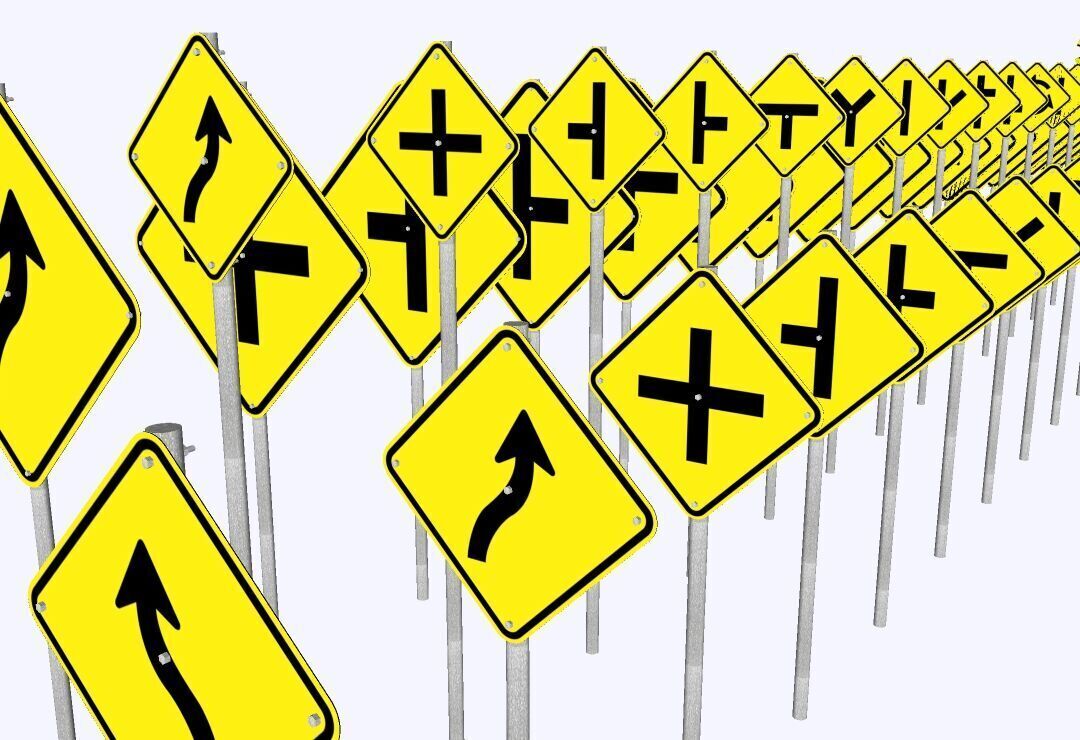 Warning Traffic Signs - Complete 3D Library - Brazil 403 Models 3D model_5