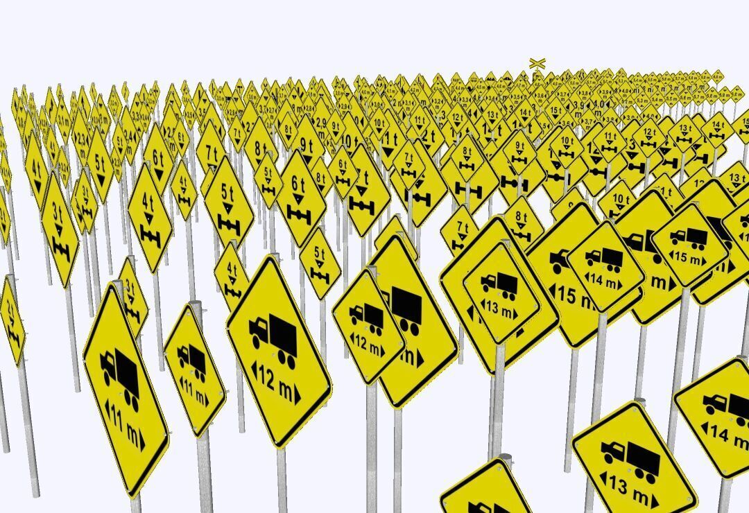 Warning Traffic Signs - Complete 3D Library - Brazil 403 Models 3D model_11
