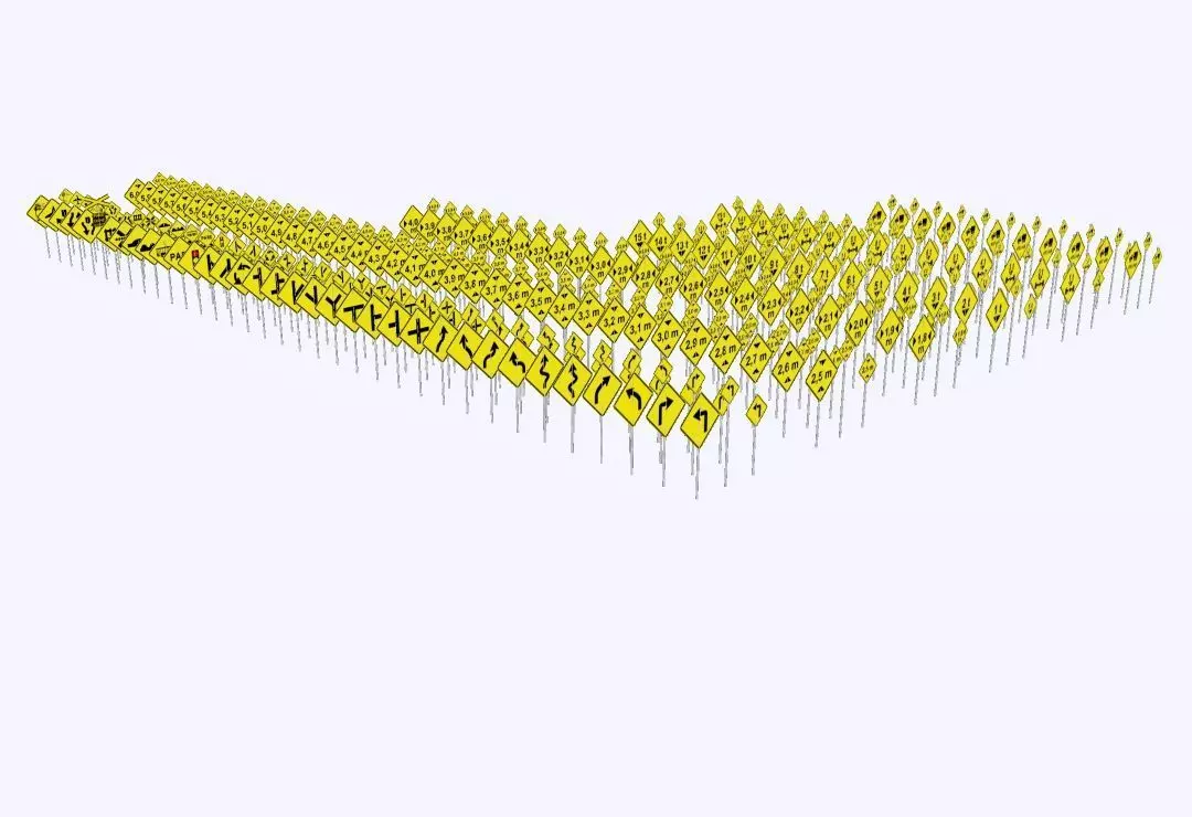 Warning Traffic Signs - Complete 3D Library - Brazil 403 Models 3D model_0