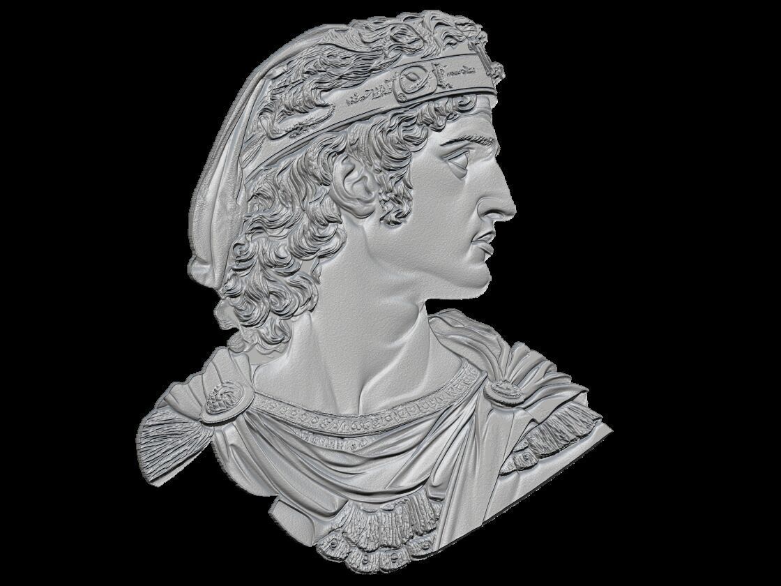 Alexander the Great 3D Relief Bust 3D print model_3