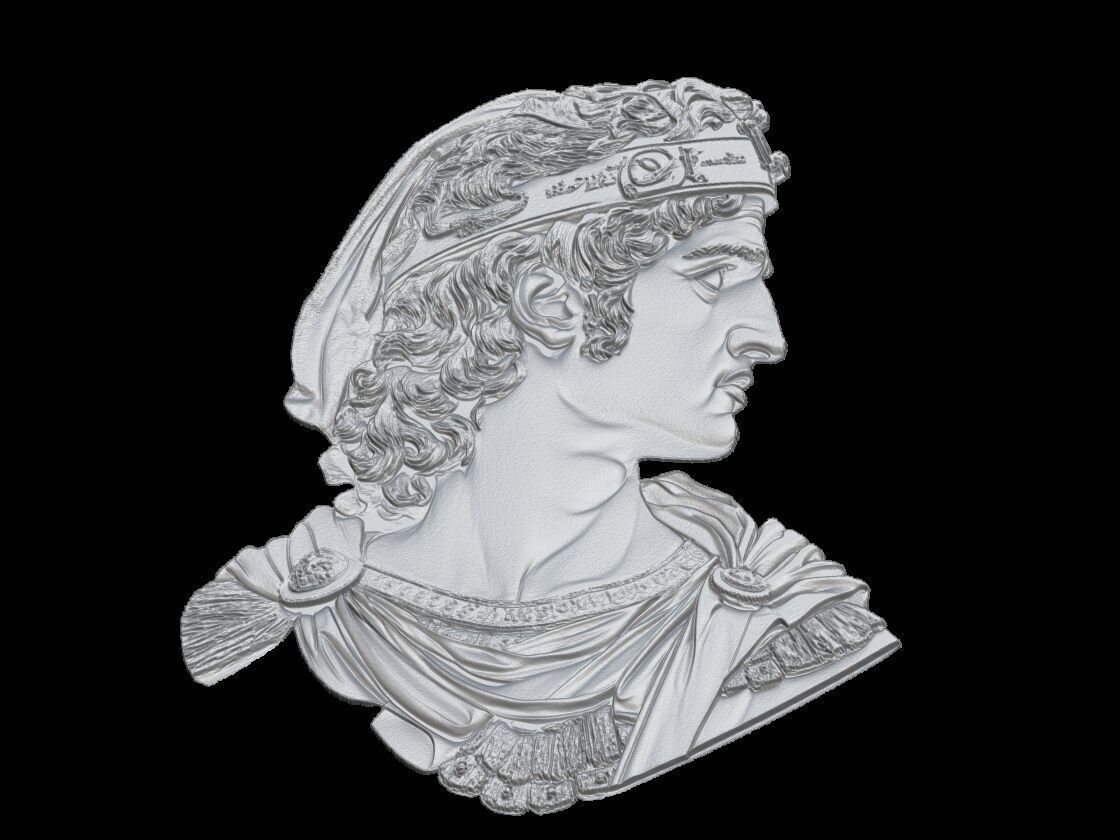 Alexander the Great 3D Relief Bust 3D print model_4