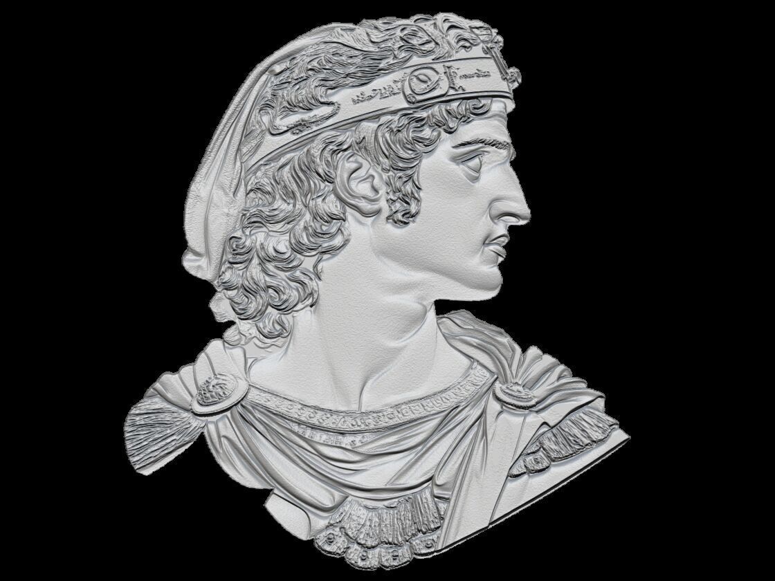 Alexander the Great 3D Relief Bust 3D print model_1