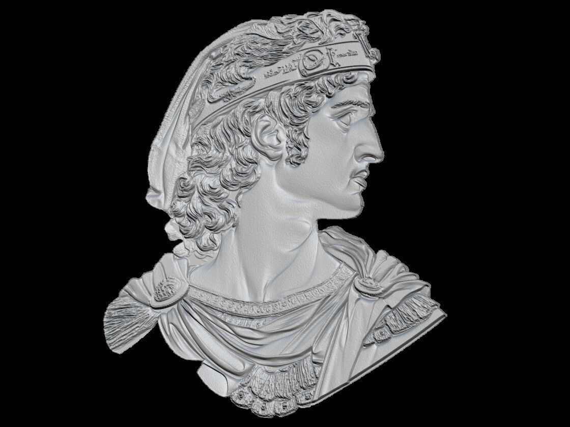 Alexander the Great 3D Relief Bust 3D print model_2