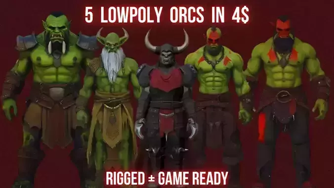 Orc Warriors Mega Pack   Low-poly 3D model