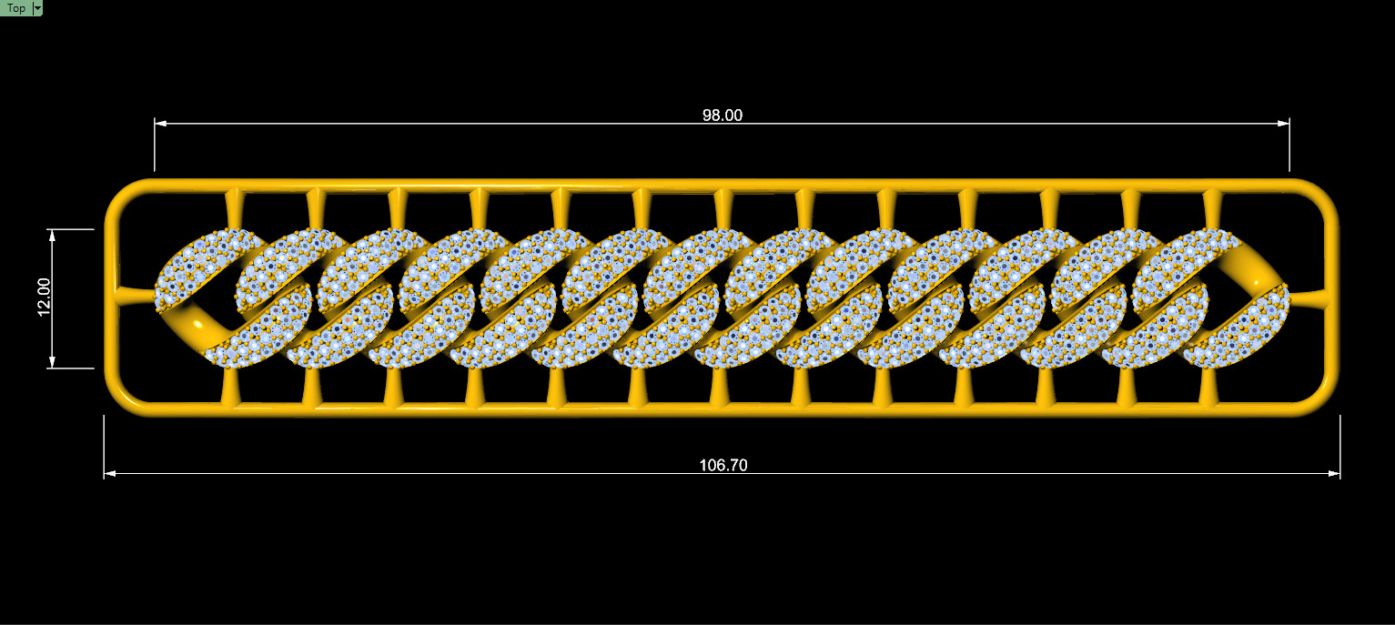 12mm Wide CUBAN Link Chain - SOLID FOR BRACELETS OR NECKLACE 3D print model_3