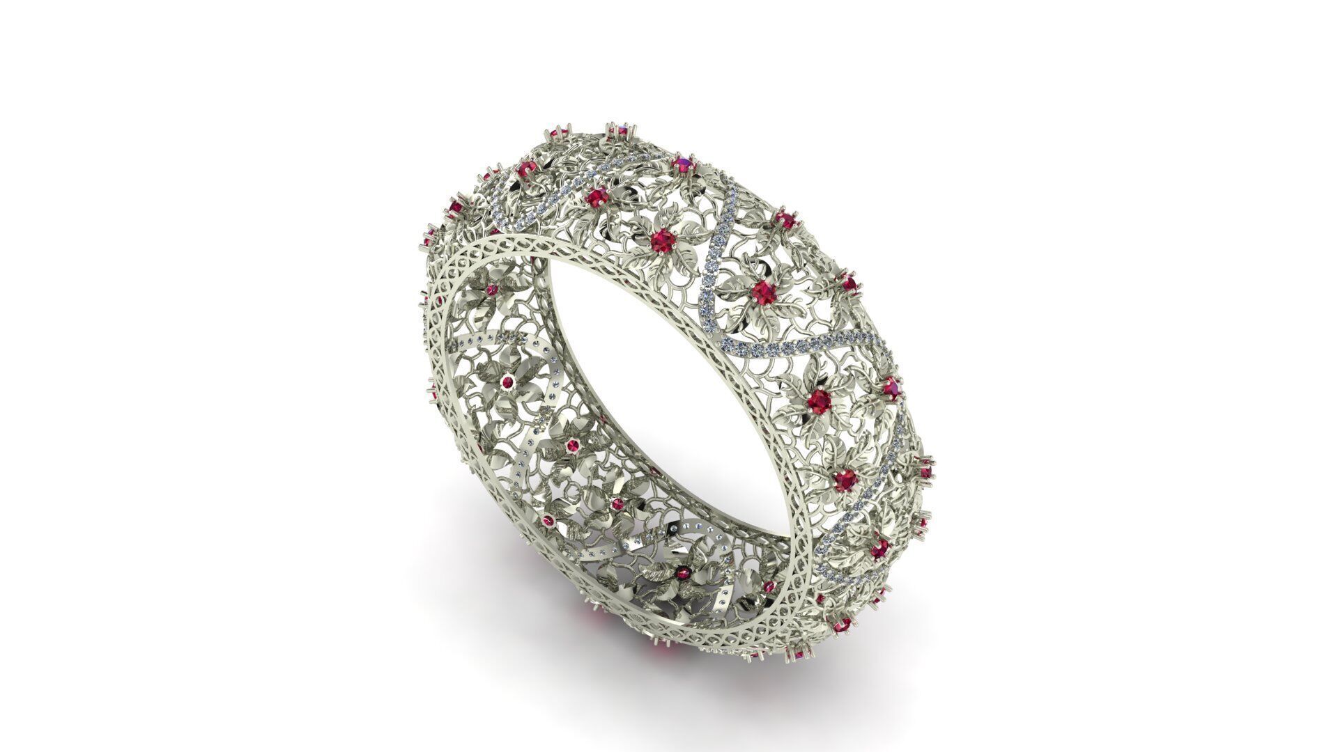 Flower Filigree Bangle 3D print model_1