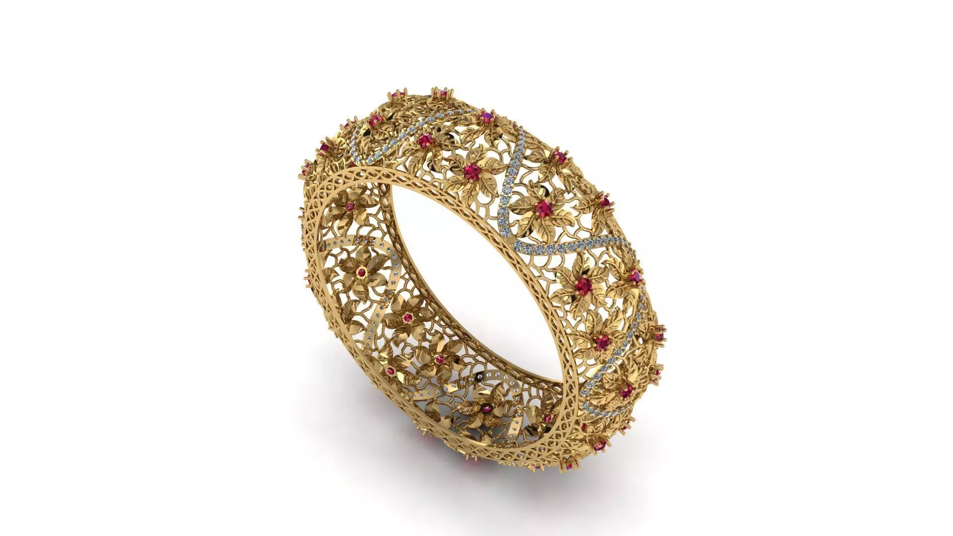 Flower Filigree Bangle 3D print model_0