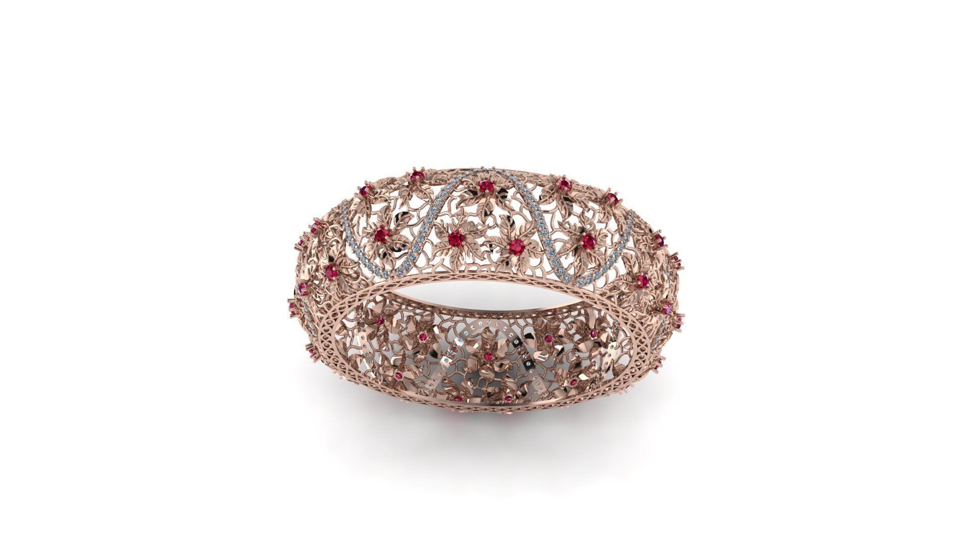 Flower Filigree Bangle 3D print model_5