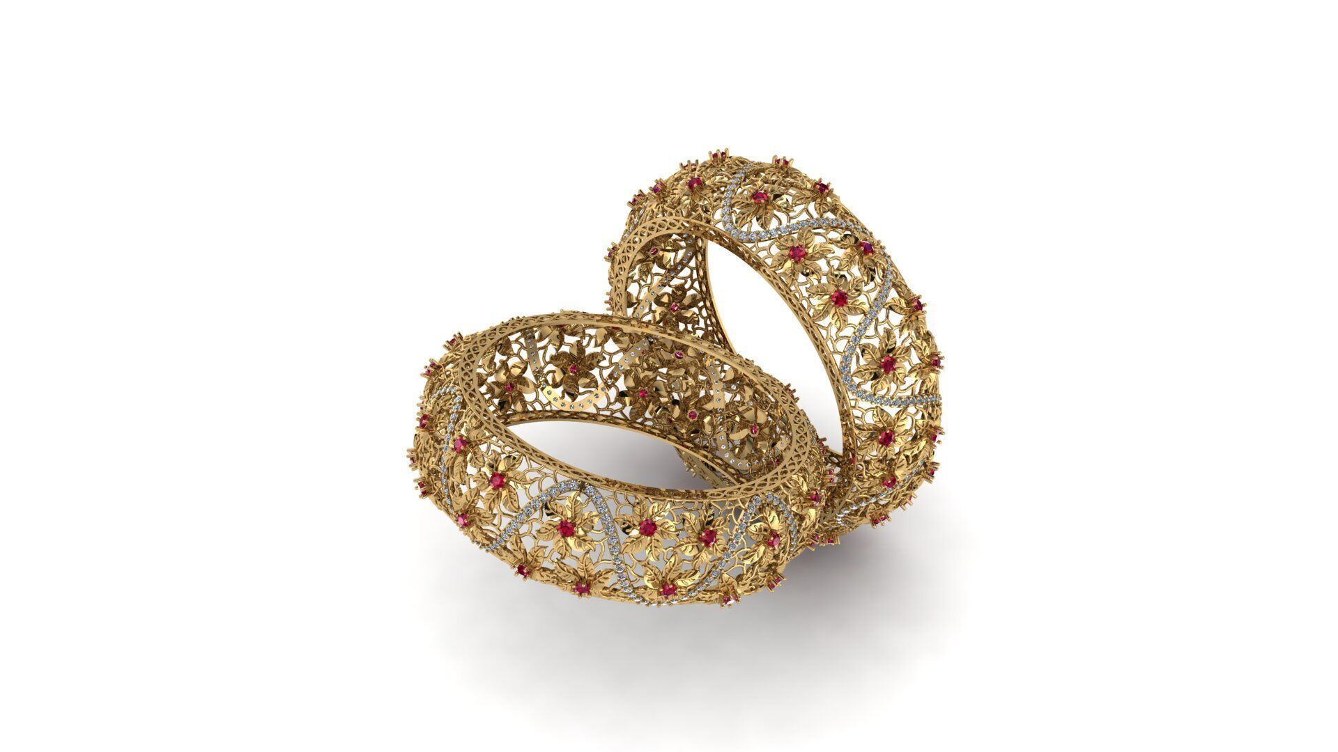 Flower Filigree Bangle 3D print model_9