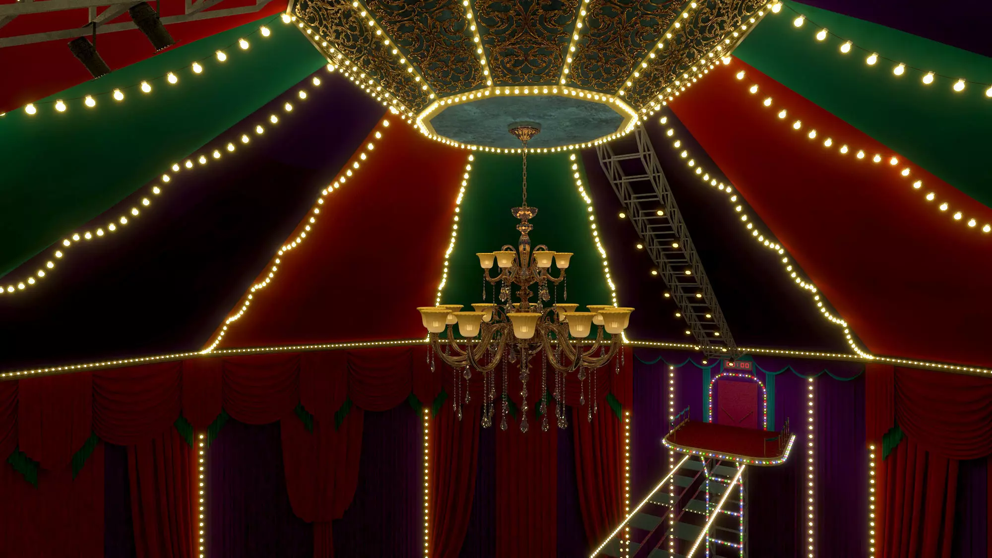 Squid Game glass bridge game scene 3D model