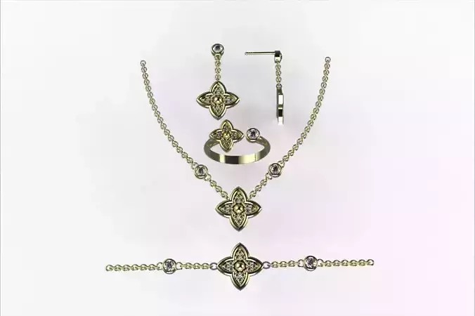 Louis Vuitton-Inspired Gold Jewelry Set12 Monogram Flower