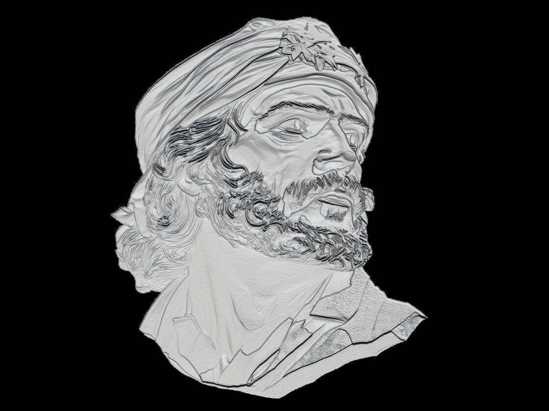 Che Guevara Face Relief 3D print model_1