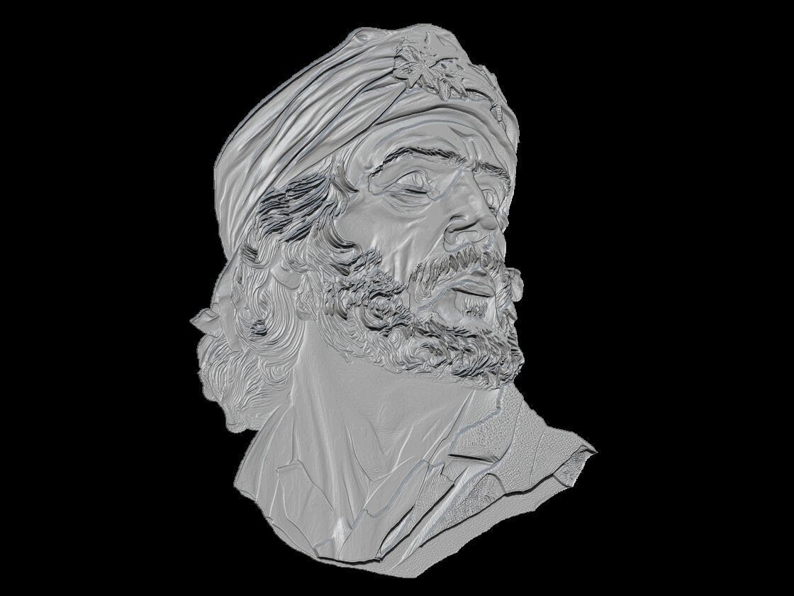 Che Guevara Face Relief 3D print model_3