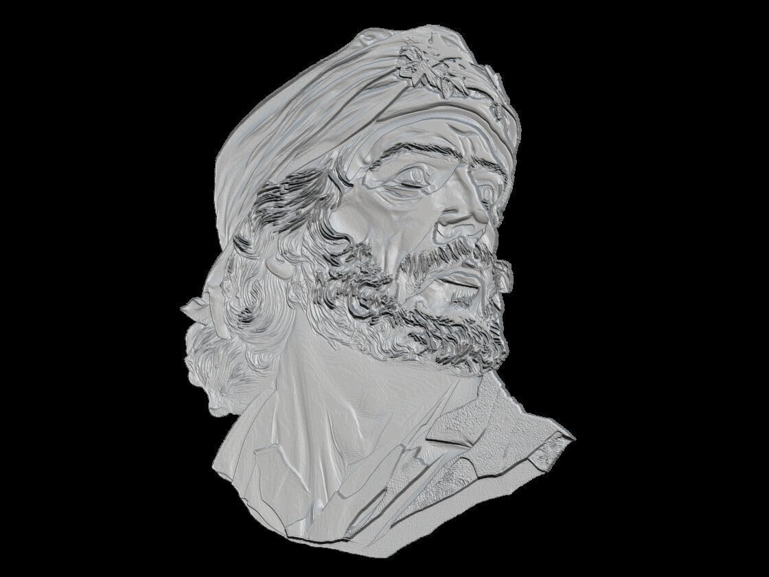Che Guevara Face Relief 3D print model_2