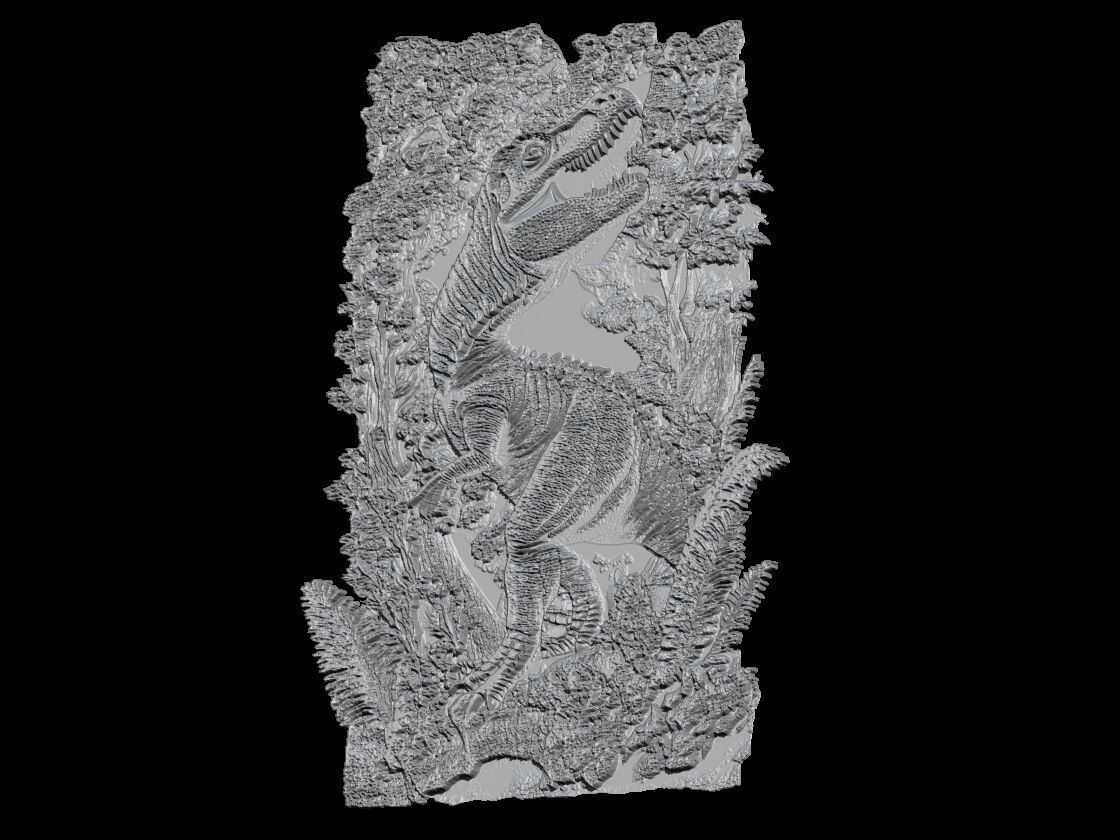 T-Rex Dinosaur Prehistoric Scene 3D Relief 3D print model_2
