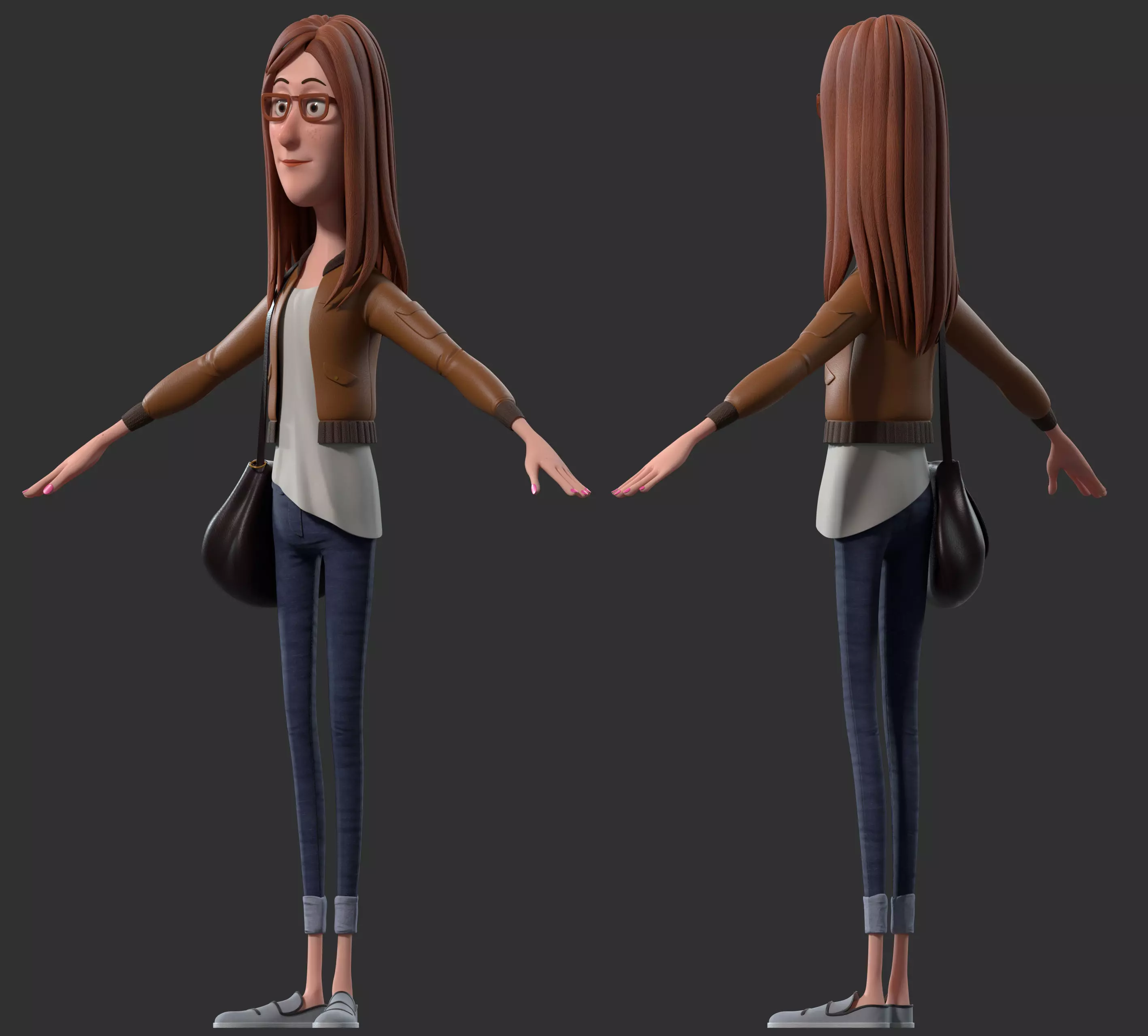 cartoon woman girl 3D model