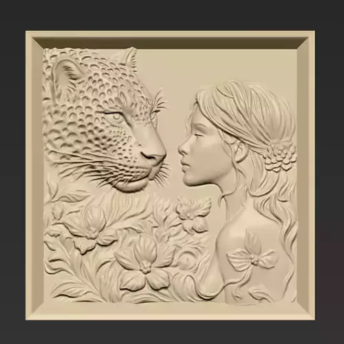 Leopard Head and A Girl A10 3D print model